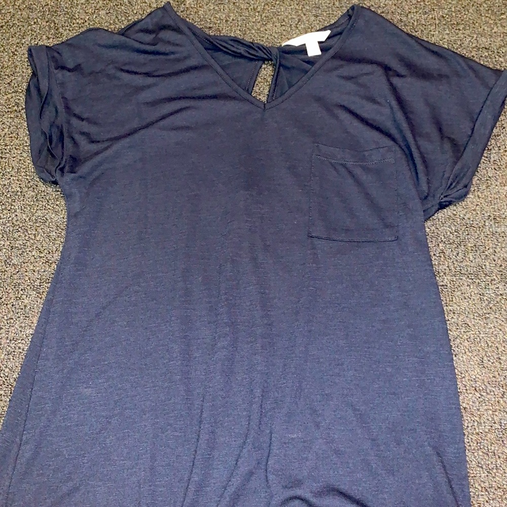 Navy Short-sleeve with Cutout in Back